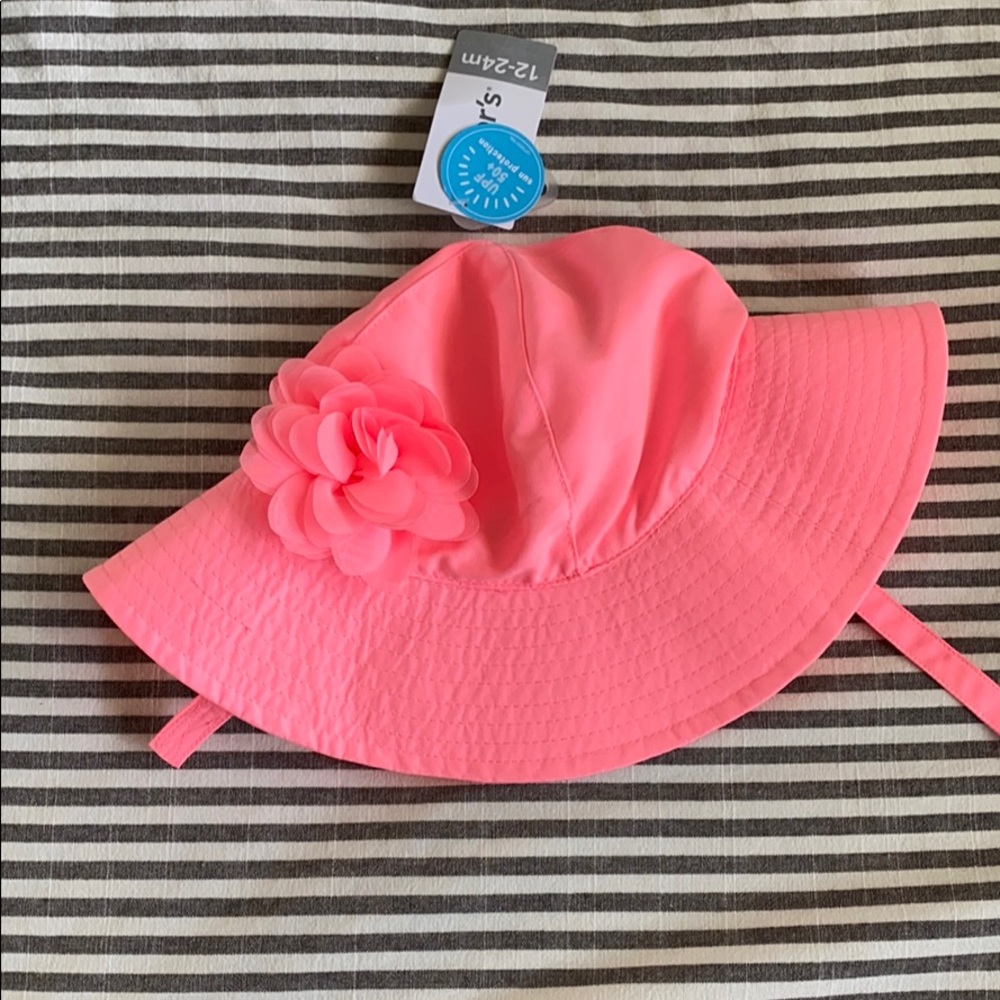 NWT baby neon pink sun hat! 12-24m